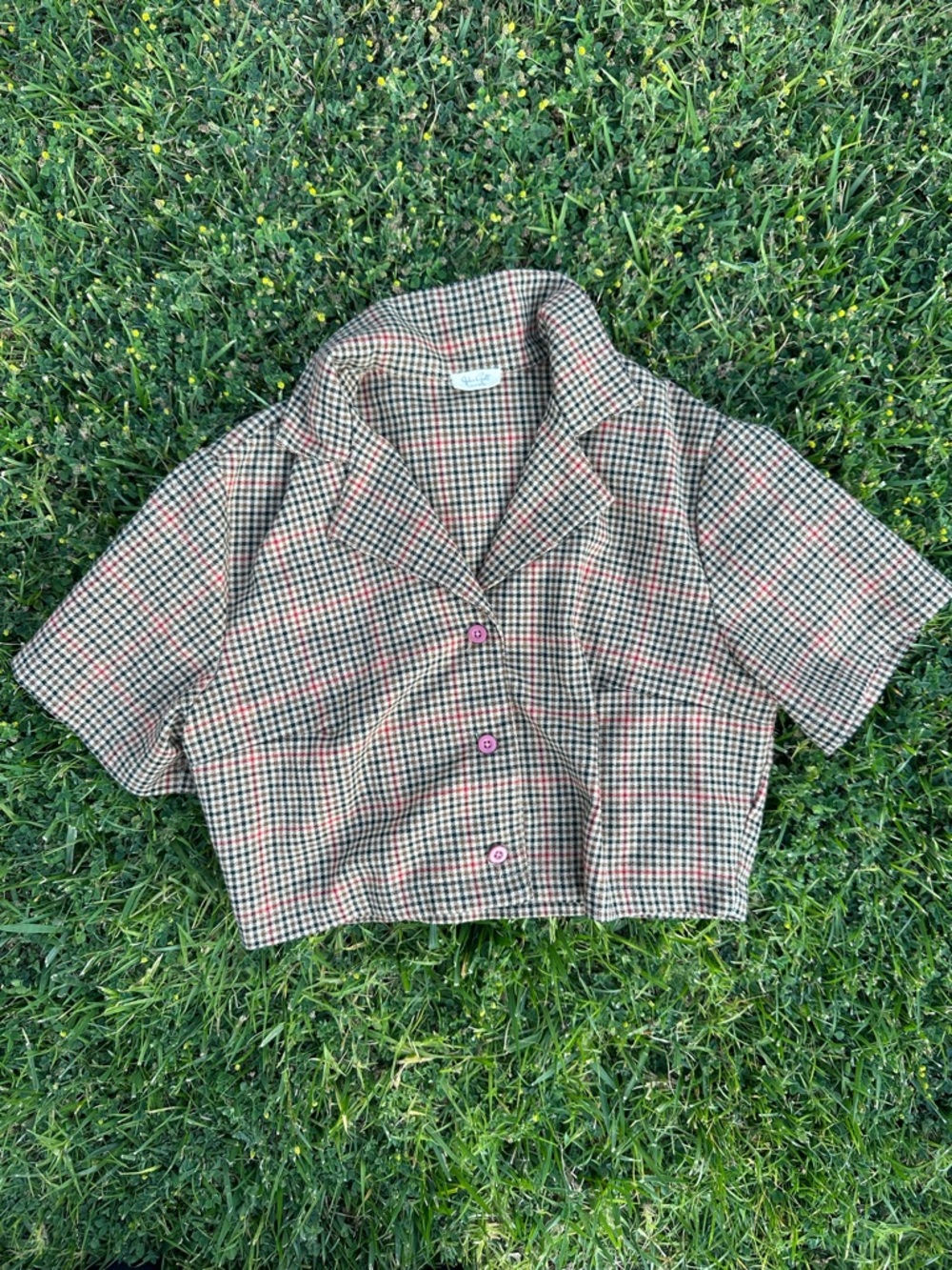 ✨Brandy Melville Plaid Cropped Blouse
